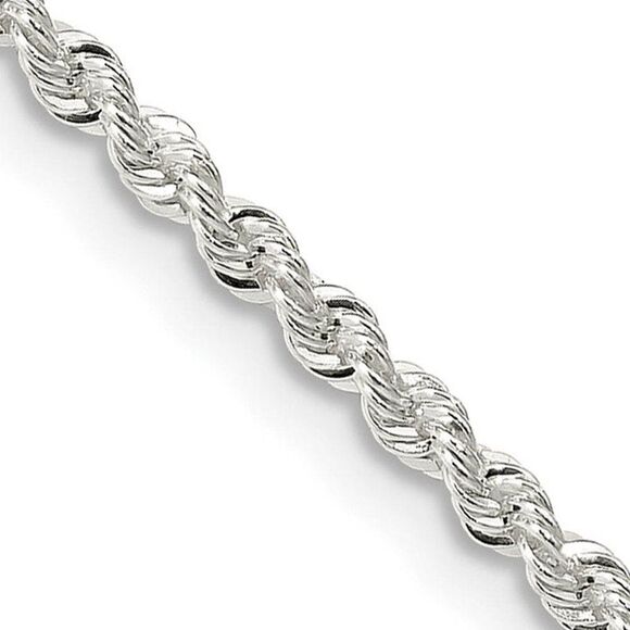 2.25mm Sterling Silver Classic Solid Rope Chain Necklace, 36 Inch - Picture 1 of 7